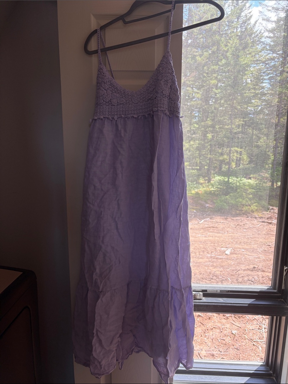 Lavender Crochet-Top Midi Dress - Feminine Summer Slip